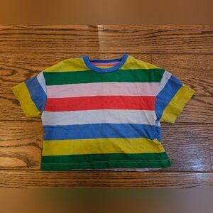 Mini Boden Colorful Striped Kids Cropped T-Shirt Toddler RAINBOW 4-5Y 4T Tee